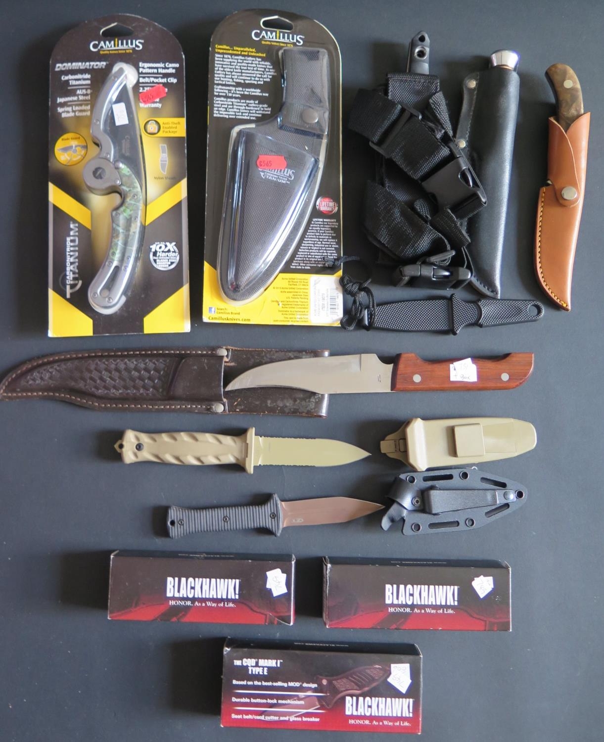 A Zero Tolerance Boot Knife ZT0150, A Gerber De Facto Fixed Blade Knife, GB30000528, Three Blackha