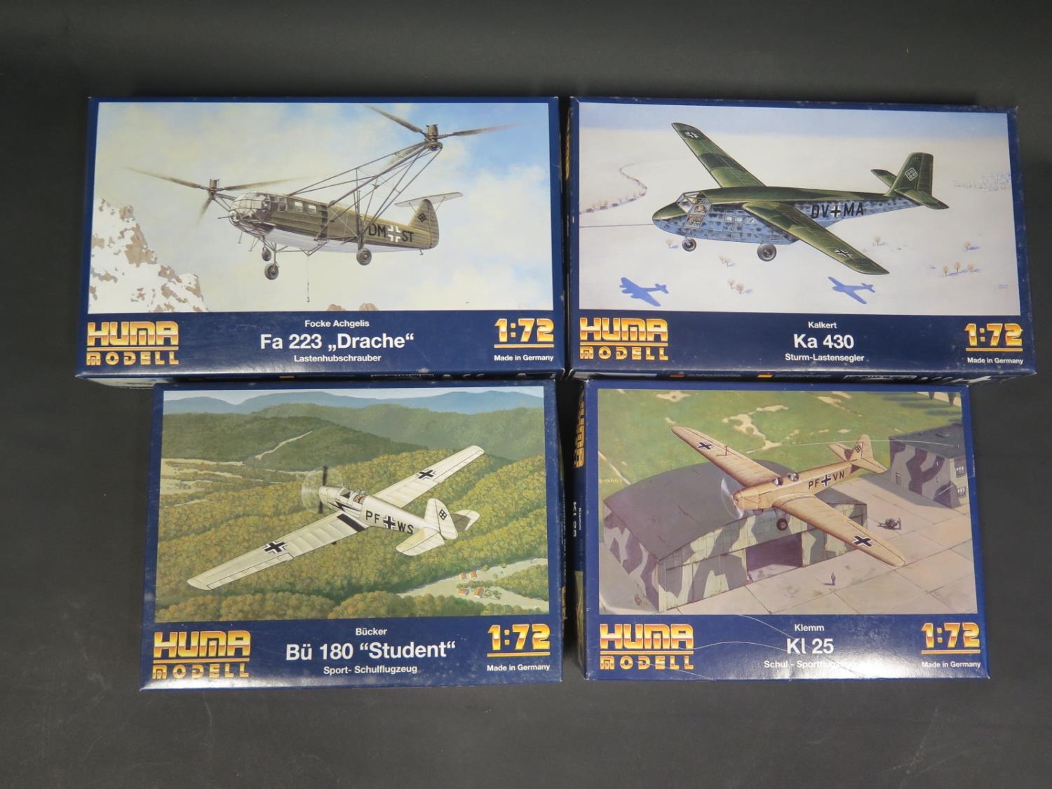 Four Huma Modell Wwii German War Plane Kits 1 72 Scale 3004 5000 3008 4501 Appear Unmade Compl