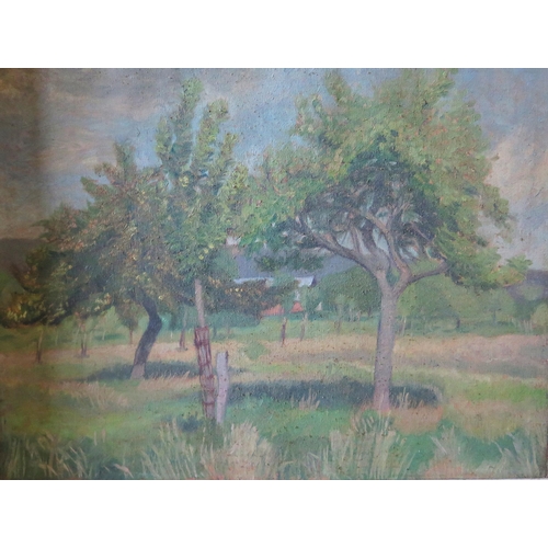 15 - Gwendolen R. Jackson (b.1919), 'Les Jourdains' Oil on Canvas, Labels Verso, 39 x 29cm, Framed