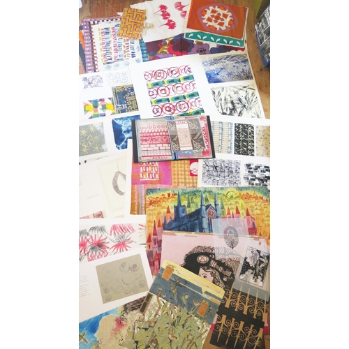 34 - A Portfolio of Batik work by Gwendolen Jackson and Students. Loose textile examples and work showing... 