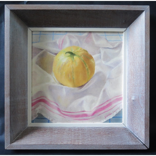 42 - Brenda Carter, still life study of a squash, oil on board, 19.5cm sq., framed