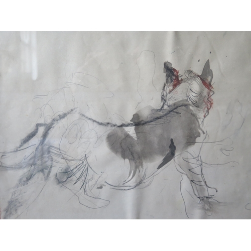 47 - A Loosely Drawn Sketch of a Dog,  mixed media on paper, unsigned, 40.5x29.5cm, framed & glazed
