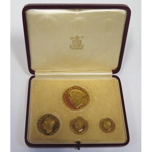 489 - A George VI 1937 Cased Gold Four Coin Set comprising £5, £2, Sovereign and Half Sovereign

**TEL BID... 