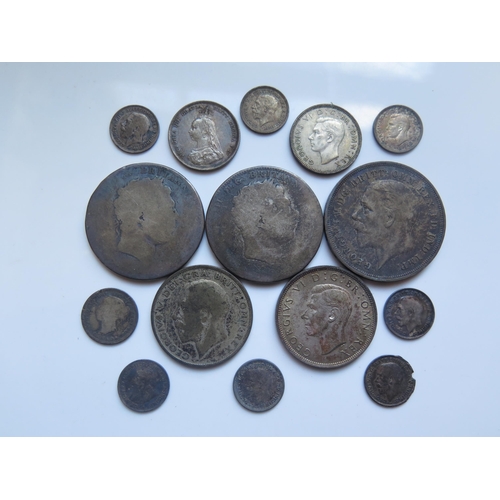 491 - Two George III Silver Crowns and later coins