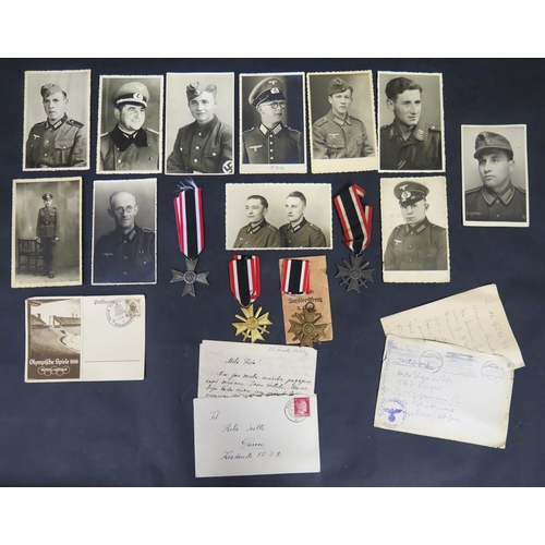 908 - A Selection of Ten Original WWII Third Reich Military Personnel Postcards, Merit Cross with swords i... 