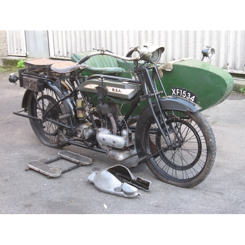 204 - 1921 BSA Model K 4.25hp Motorcycle with Sidecar  //  Registration Number: XF 1534 / Frame Number: 83... 