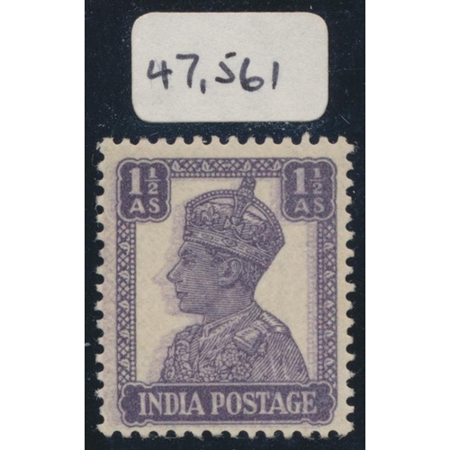 INDIA 1942 KGVI 1½a. DULL VIOLET