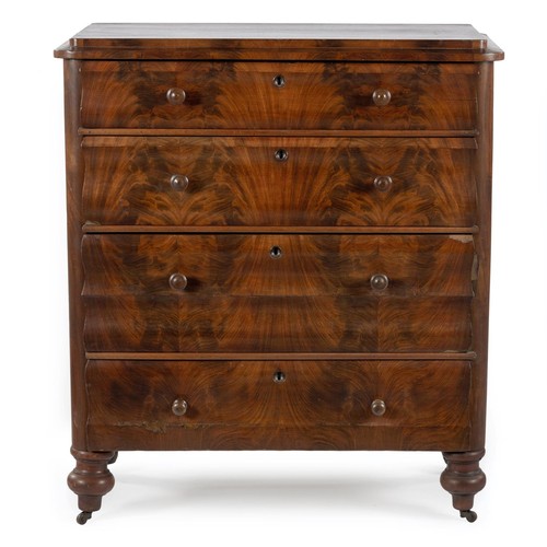 59 - A VICTORIAN FLAME MAHOGANY CHEST OF DRAWERS