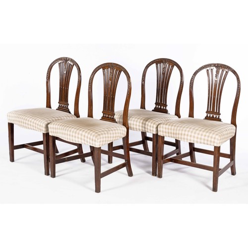 52 - A SET OF FOUR WALNUT SIDE CHAIRS, LATE 18TH/EARLY 19TH CENTURY