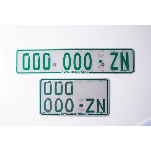 45 - A PAIR OF KWAZULU NATAL NUMBERPLATES, MODERNAccompanied by registration papers 000 000-ZN(2)... 