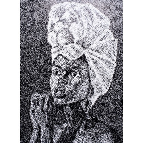 7 - Tebogo Hamnca (South African 1990-): MAJESTICsignedInk on Paper Pen cap hand print72cm x 100cm... 