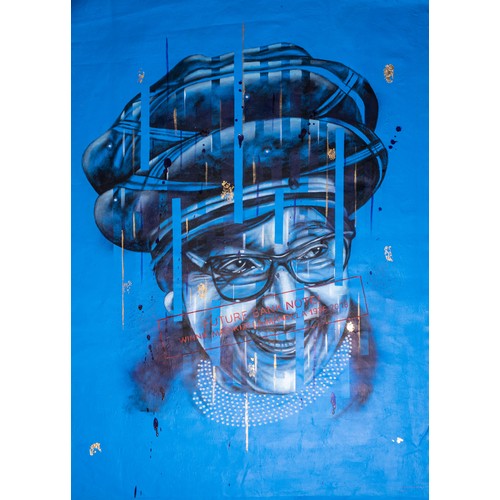 30 - Kganya Mogashoa (South African 1994-): UNAPOLOGETICALLY INDESTRUCTIBLE signedMixed medium on canvas ... 