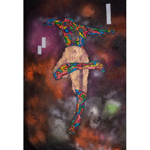 40 - Mpho Nkadimeng (South African 1987-): STRONGER IsignedSpray paint and acrylics marker on canvas188cm... 