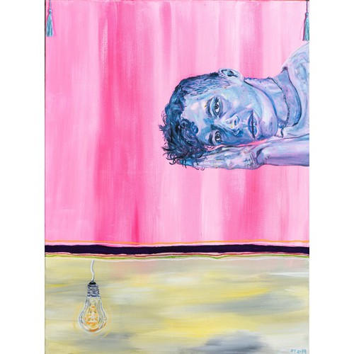 28 - Joe Turpin (South African 1995-): IT ME! (SELF PORTRAIT WITH HAND)signed, dated 2019Acrylic, oil sti... 