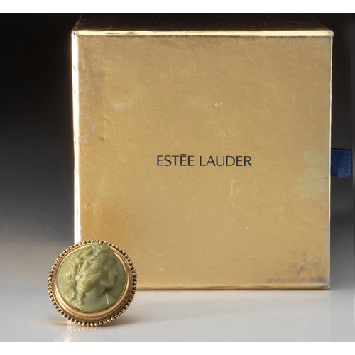 21 - AN ESTEE LAUDER SOLID PERFUME COMPACT, YOUTH DEW CAMEO, 2006