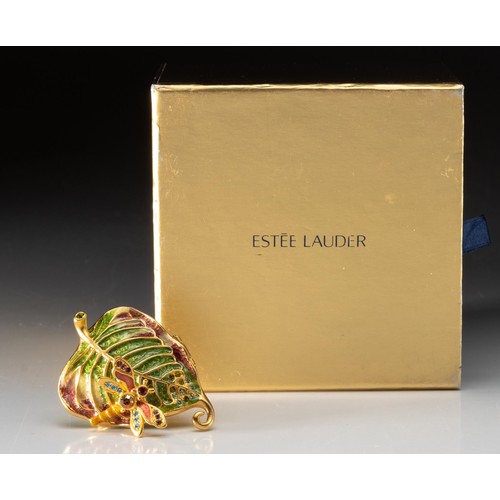 53 - AN ESTEE LAUDER SOLID PERFUME COMPACT, MAGICAL LEAF - DESIGNED BY JAY STRONGWATER, 2009