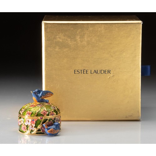 31 - AN ESTEE LAUDER SOLID PERFUME COMPACT, PRECIOUS BIRDS - DESIGNED BY JAY STRONGWATER, 2006