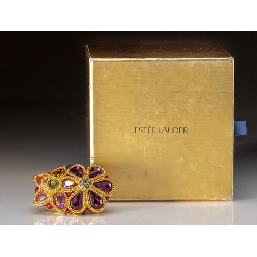 58 - AN ESTEE LAUDER SOLID PERFUME COMPACT, PRECIOUS PETALS - DESIGNED BY JAY STRONGWATER, 2008