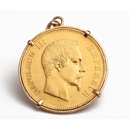 15 - A GOLD COIN PENDANT, 1857