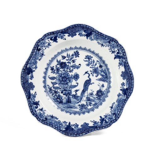 815 - A CHINESE BLUE AND WHITE 'PHOENIX AND PEONY' SOUP PLATE, QING DYNASTY, QIANLONG, 1736 - 1795