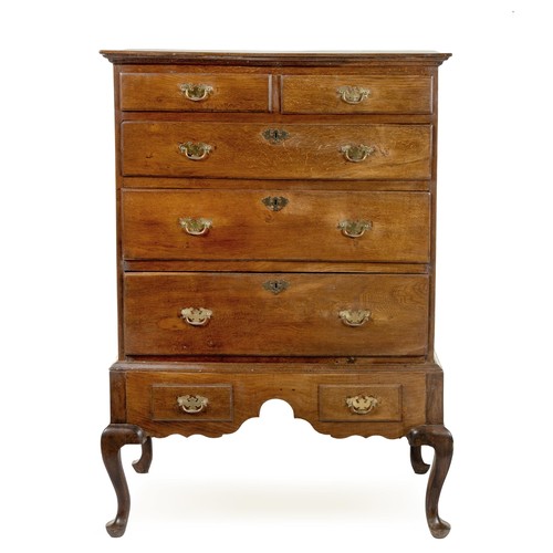436 - A GEORGE III OAK CHEST-ON-STAND