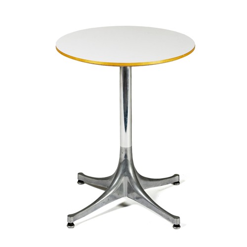 450 - A WOOD AND ALUMINIUM PEDESTAL TABLE, DESIGNED IN 1954 BY GEORGE NELSON FOR HERMAN MILLER
