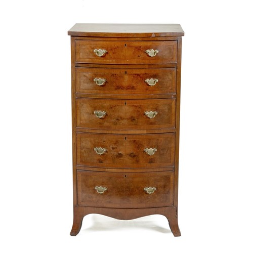 606 - A GEORGE III WALNUT CHEST-OF-DRAWERS
