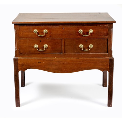 613 - A GEORGE III MAHOGANY CHEST-ON-STAND
