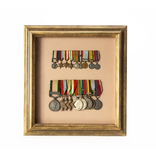 244 - A FRAMED SET OF MEDALS, INDIAN FRONTIER WAR, WWII AND LATER
