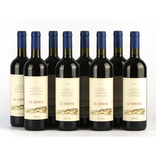 44 - 8 bottles of Le Difese Tenuta San Guido. 2014. Italy