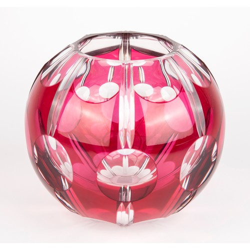 517 - A CRANBERRY TO CLEAR-CUT GLASS VASE