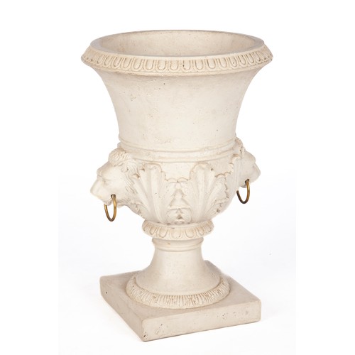 565 - A WHITE-PAINTED COMPOSITION URN