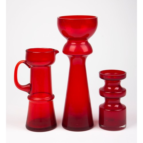 518 - A GROUP OF RED GLASSWARE