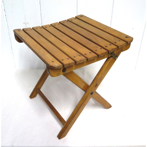 1 - A 1970's wooden artist's stool, folding and collapsable, MF Brevettato impressed maker's mark to und... 