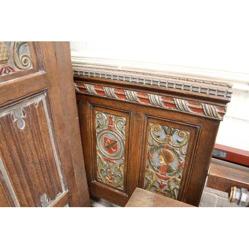 30 - An Arts and Crafts Oak Italian Renaissance Revival Bedroom Suite. Circa 1880. Comprising a triple Wa... 