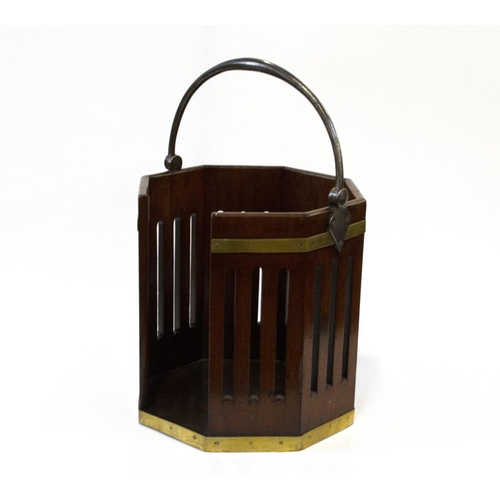 37 - A George III Brass Bound Mahogany Plate Bucket. Circa 1790. With swing handle and openwork sides. 37... 