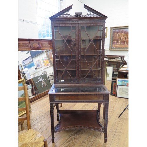 40 - A Chinese Chippendale Revival Mahogany Display Cabinet. 20th century. 205cm x 80cm x60cm