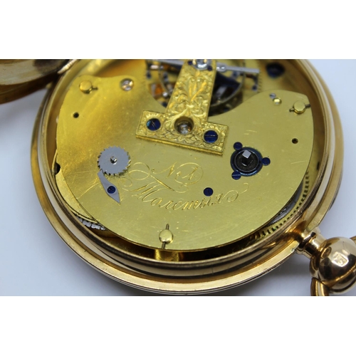 904 - Large gold open face pivoted detent tourbillon chronometer, signed Moremble, Eleve de Breguet, No. 4... 