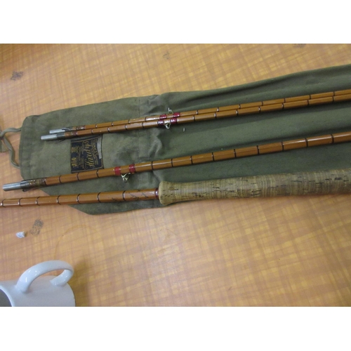 102 - Hardy Wye split cane four piece fishing rod in original canvas case