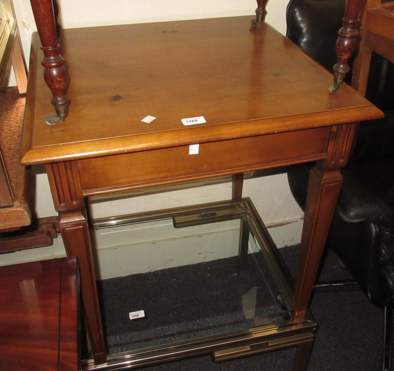 20th Century square pine lamp table on auctions & price archive