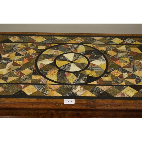 1339 - 19th Century Italian pietra dura specimen marble rectangular centre table, the marble housed in a Vi... 