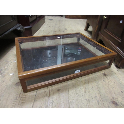 1350 - 20th Century mahogany rectangular table top display case with hinged lid, 24ins wide