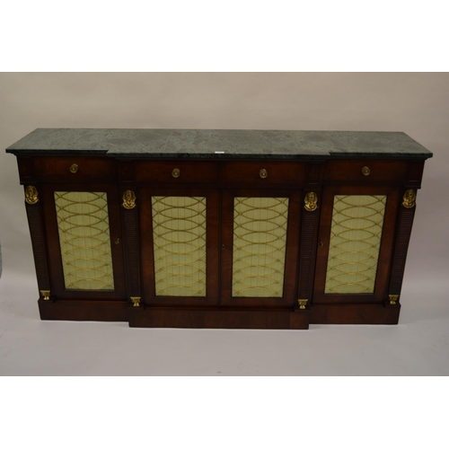 1360 - Titchmarsh & Goodwin, good quality reproduction mahogany side cabinet in Regency style, the green fl... 