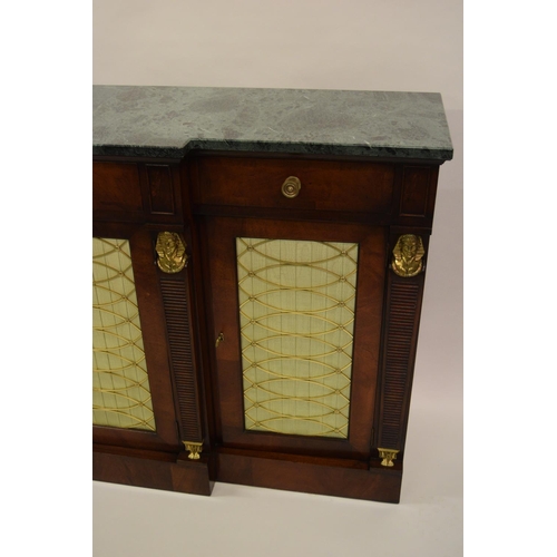 1360 - Titchmarsh & Goodwin, good quality reproduction mahogany side cabinet in Regency style, the green fl... 