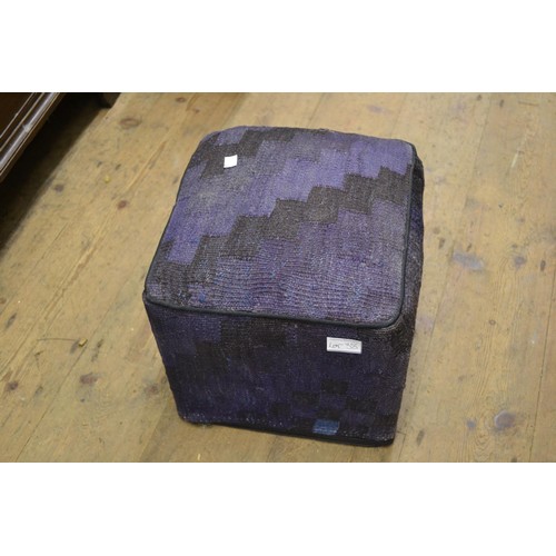 38 - Large Soumak storage bag together with a small Kelim covered footstool