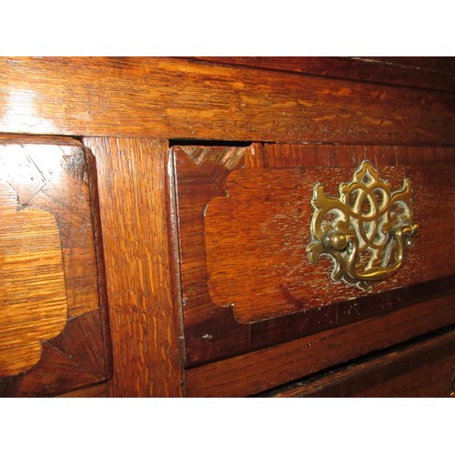 1342 - 18th Century oak and mahogany banded dresser, the plank top above centre drawer and panelled door fl... 