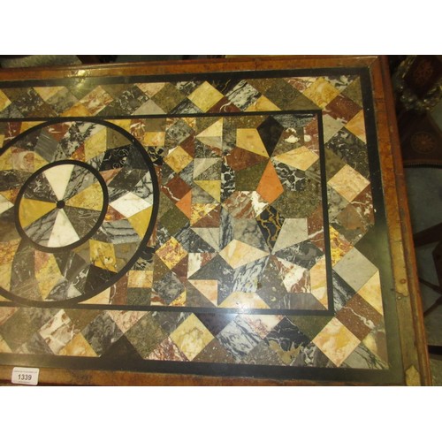 1339 - 19th Century Italian pietra dura specimen marble rectangular centre table, the marble housed in a Vi... 