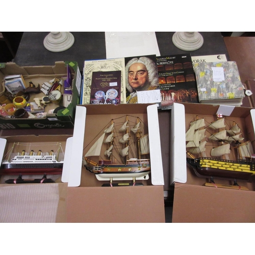 100 - Two modern models of H.M.S. Victory and the Bounty, boxed, similar model of the Titanic, miscellaneo... 