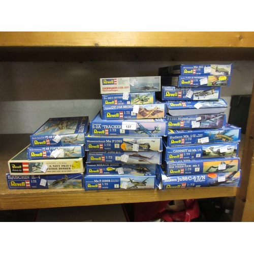 137 - Approximately 21 Revell boxed aircraft scale model construction kits