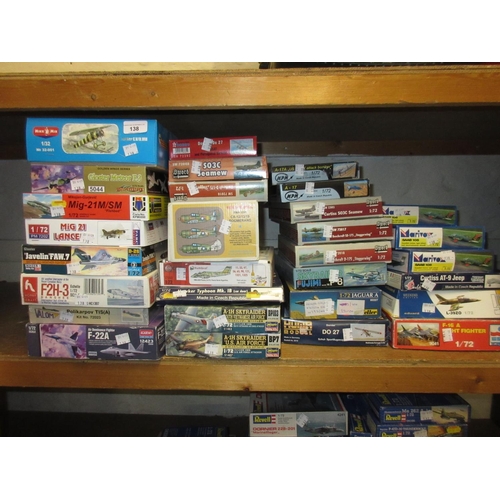 138 - Approximately thirty various boxed aircraft scale model construction kits, including: Academy, Haseg... 
